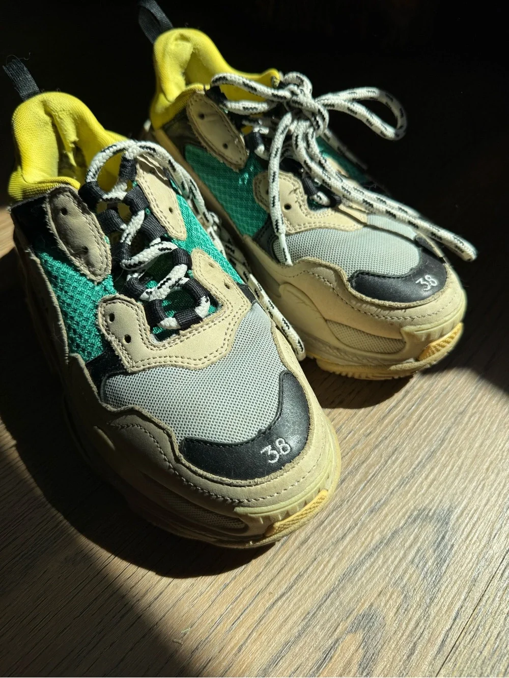 Balenciaga women’s triple S size 38 women Yellow, Teal & Black Triple S Sneakers